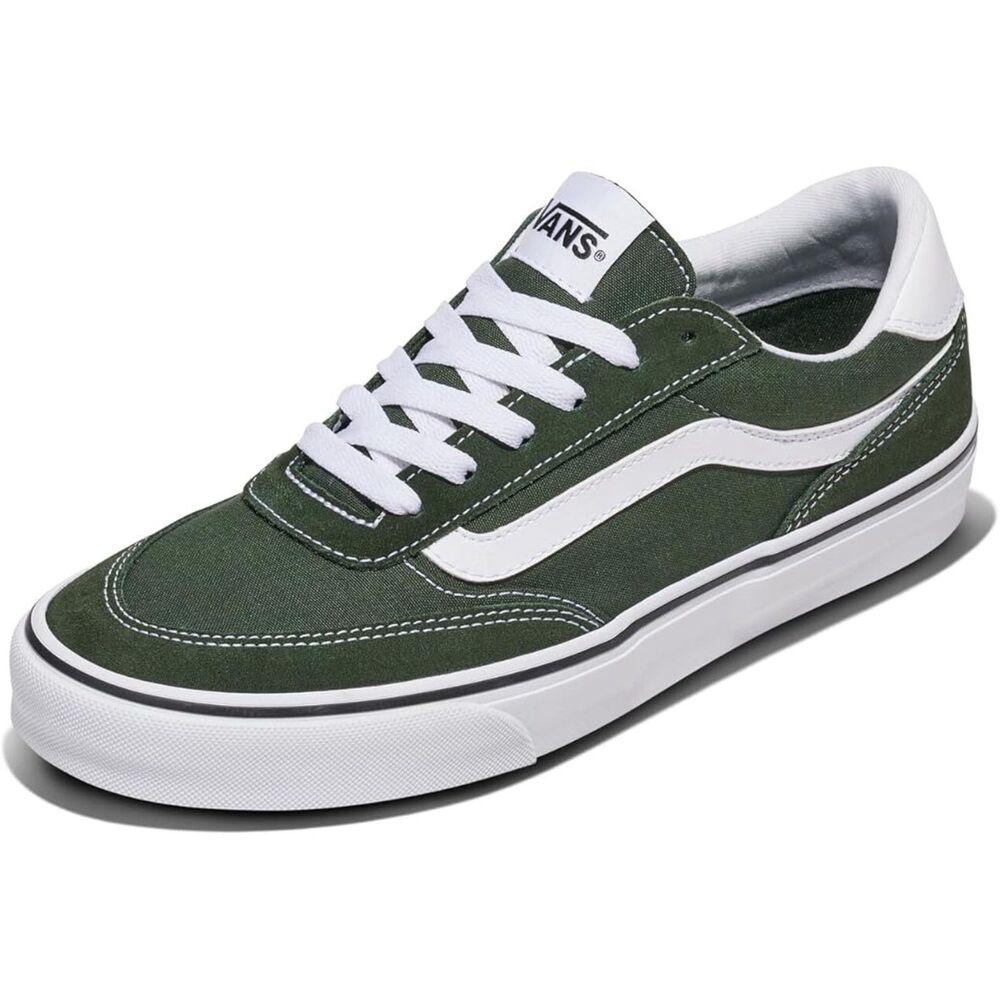 Men's Green White Closed Toe Lace-up Rubber Sole Slip Resistant Sneakers